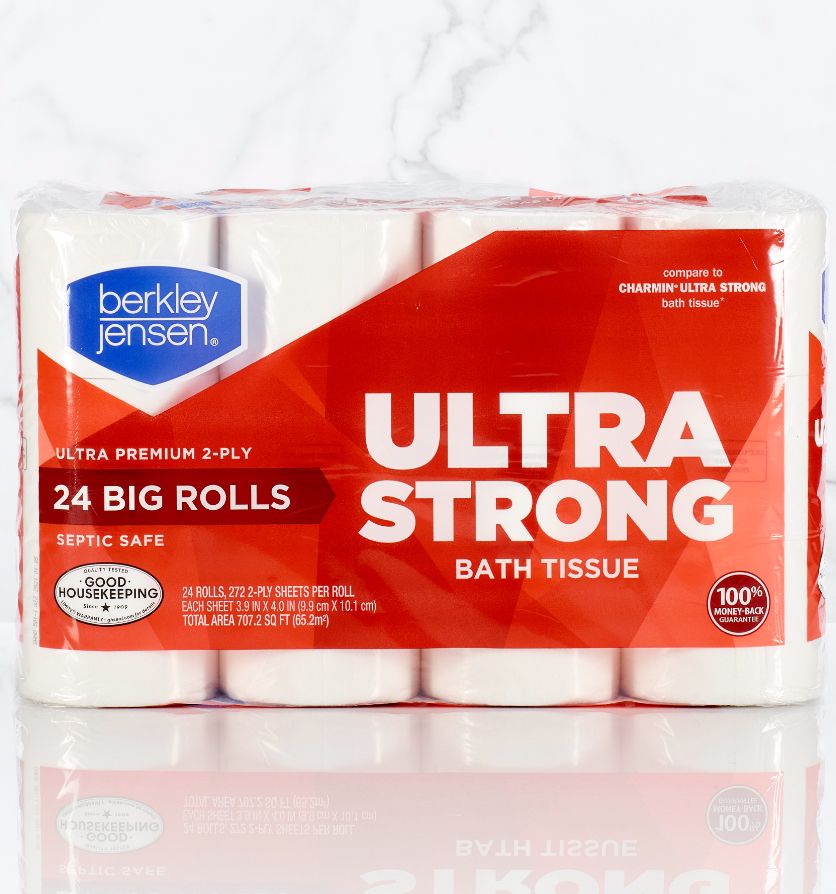 photo of berkley jensen ultra strong bath tissue on marble 