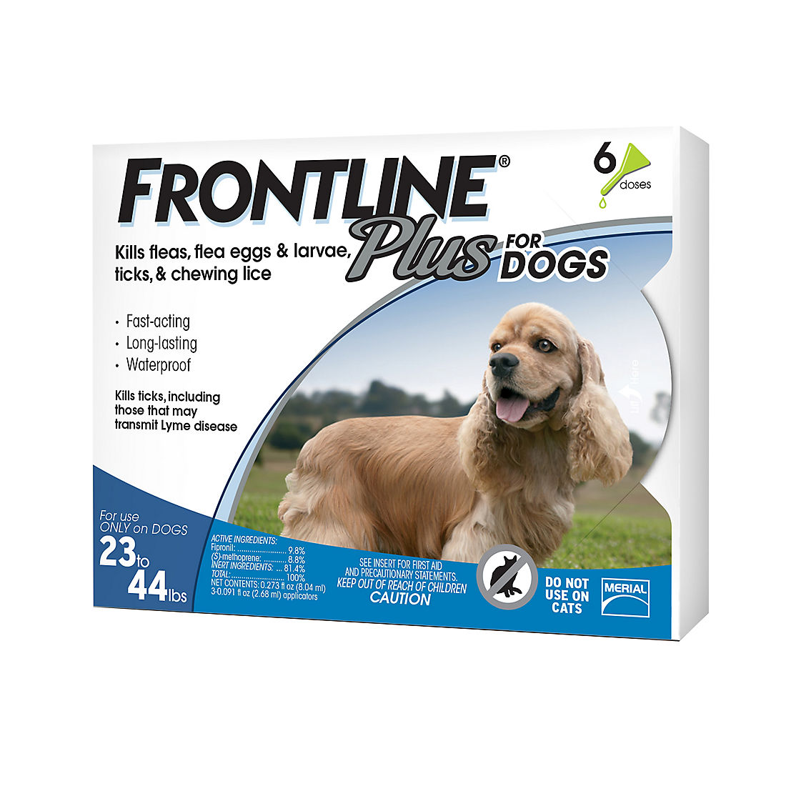 FRONTLINE Frontline Plus Medium Dog Blue 23-44lbs 6 doses Flea and Tick FREE SHIPPING 