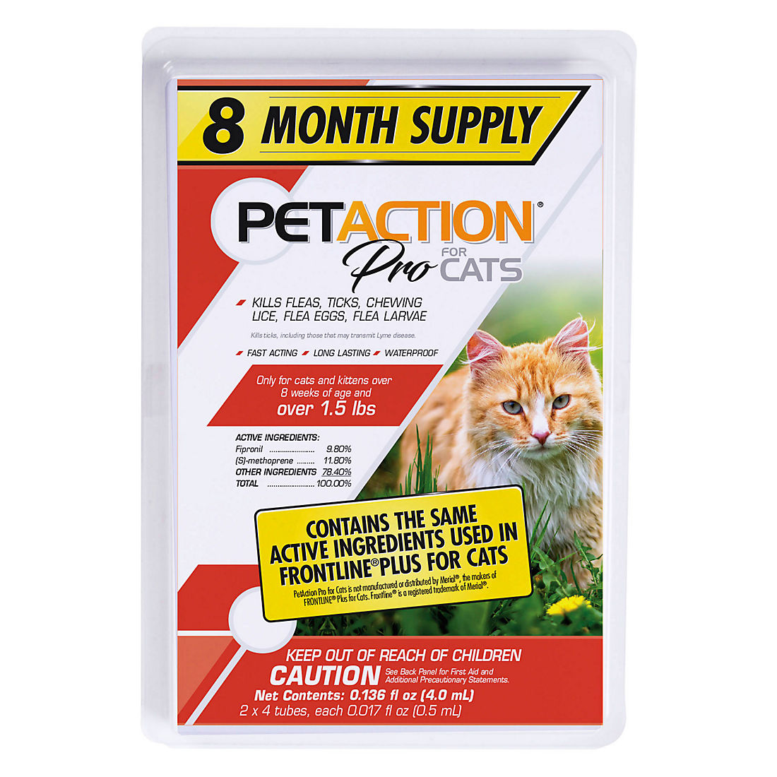 4 x Pride & Groom Pack Of 2 Spot On For Cats Flea & Tick Treatment Repellent 