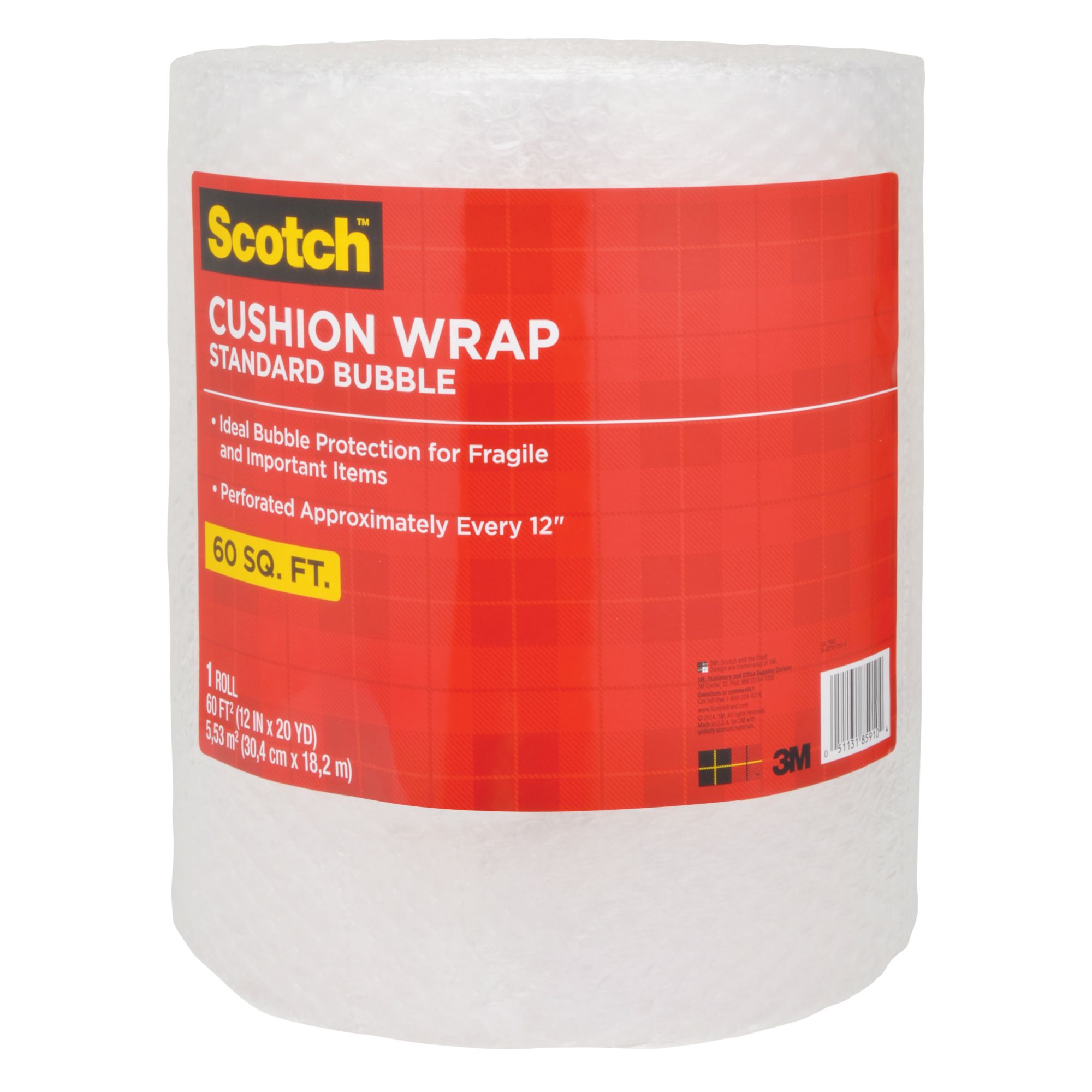 Scotch Standard Bubble Cushion Wrap, 60 sq. ft