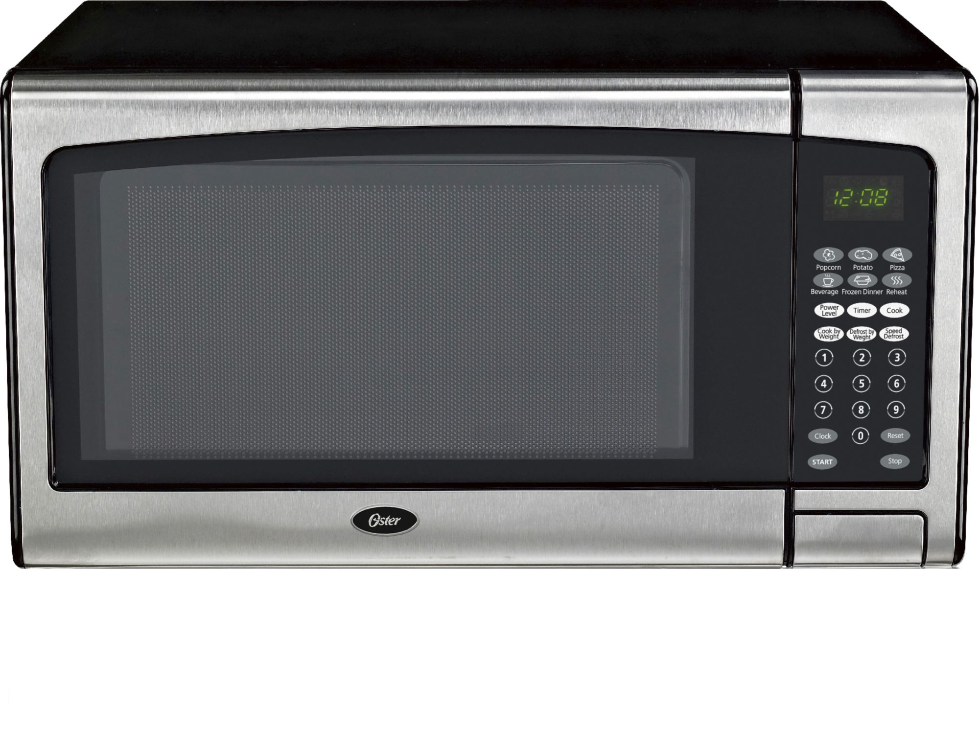 Oster 1.3 Cu. ft. Stainless Steel with Mirror Finish Microwave Oven with Grill, Size: Medium, Silver