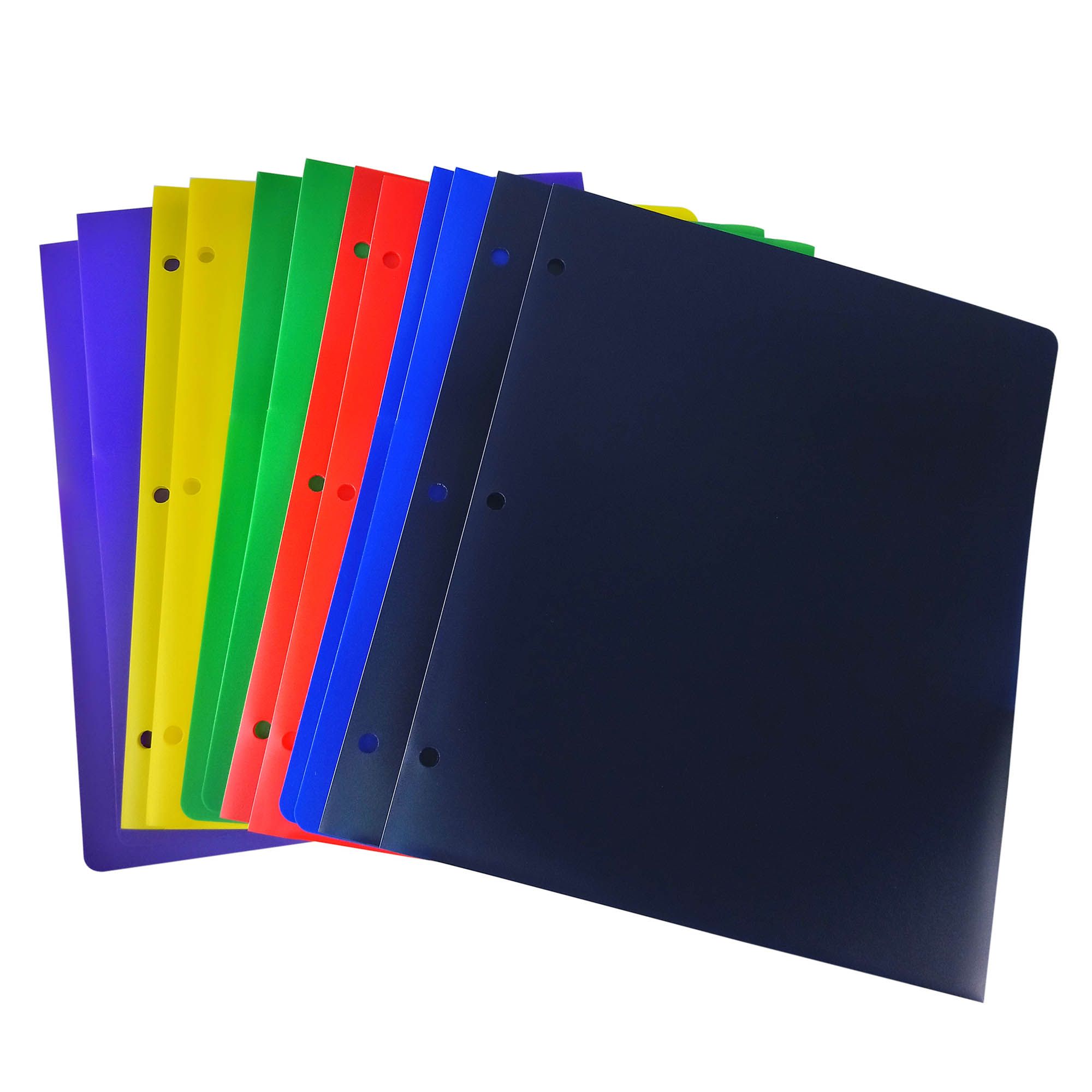 Better Office Products Black Plastic 2 Pocket Folders with Prongs