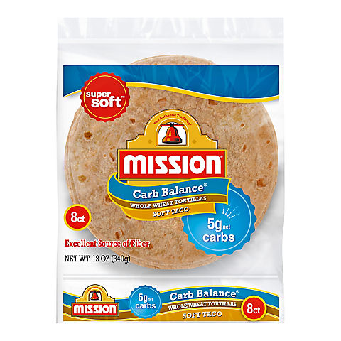 Mission Carb Balance Soft Taco Whole Wheat Tortilla Wraps, 8 ct.