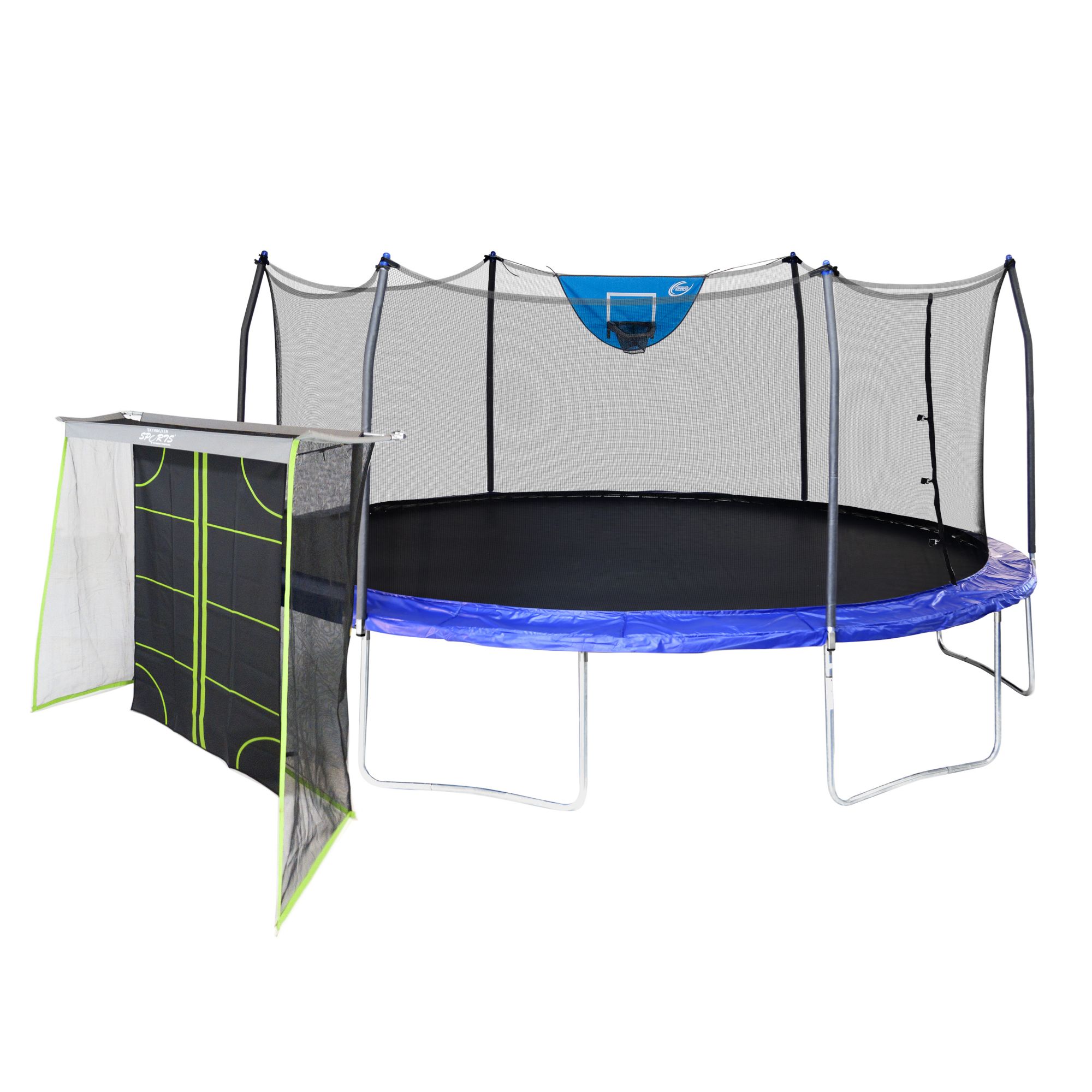 Trampoline with outlet sides