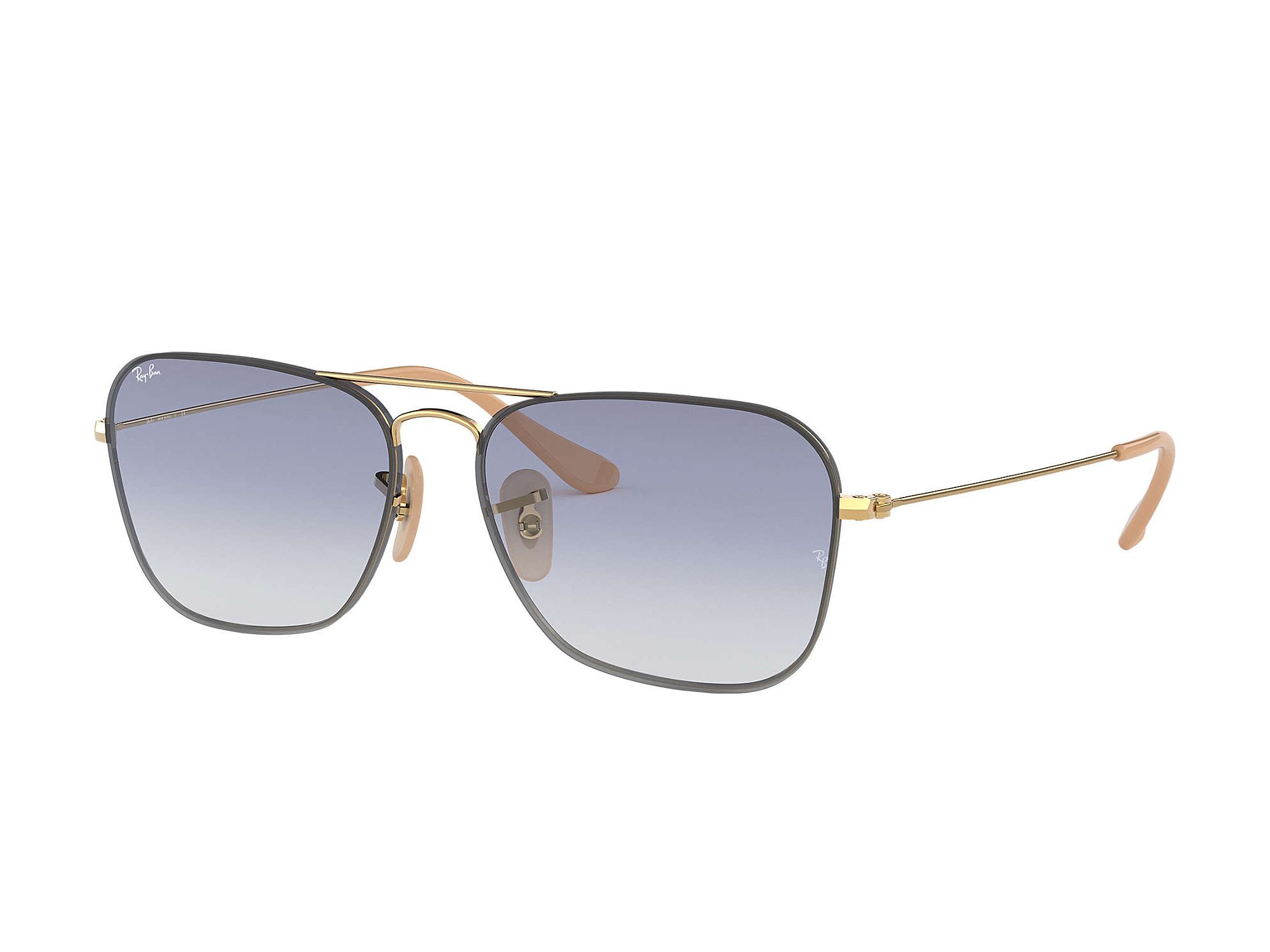 Ray-Ban Rb3603 Sunglasses - Gold Metal Frames and Light Blue Gradient ...