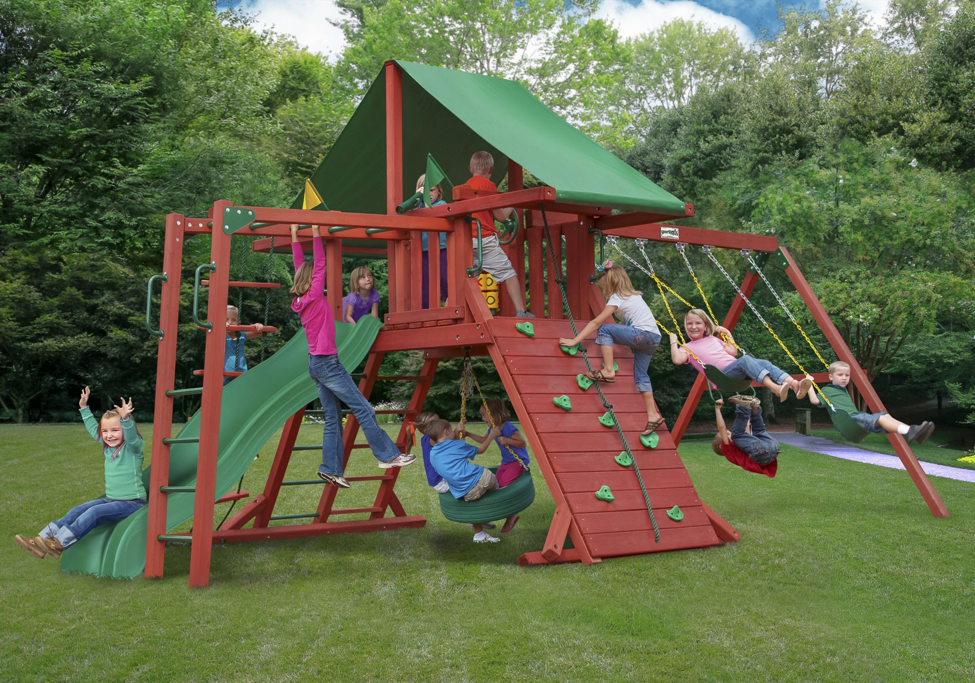 Over-The-Rainbow Climbing Rope Ladder Playground Swing Sets Tree