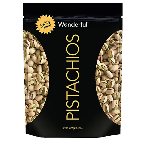 Wonderful Pistachios Roasted and Lightly Salted In-Shell Pistachios in Resealable Pouch, 48 oz.