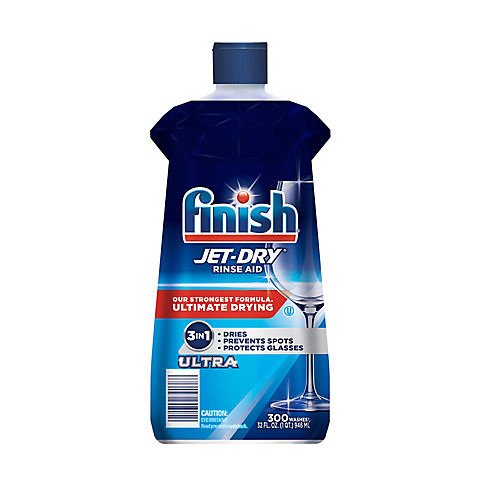 Finish Jet-Dry Ultra Rinse Aid Dishwasher Rinse Agent and Drying Agent, 32 oz.