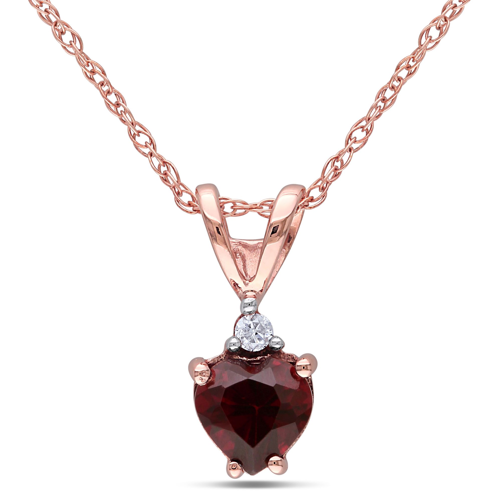 Heart Necklace Diamond Accents 10K Rose Gold