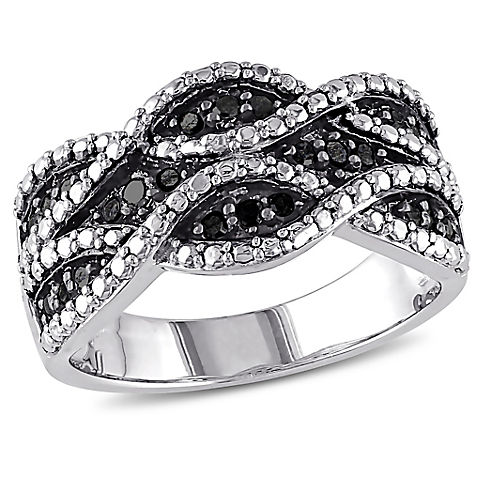 1/4 ct. t.w. Black Diamond Double t.w.ist Ring in Sterling Silver with Black Rhodium
