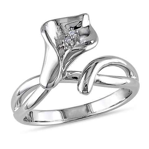 Diamond Calla Lily Ring in Sterling Silver