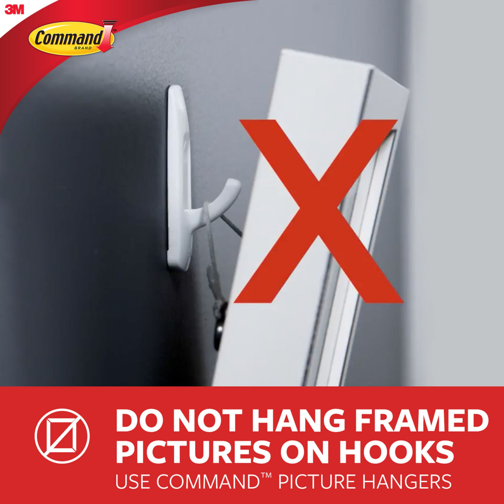 Command Damage-Free Hanging Metal Hooks, 2 pk. - Brushed Metal