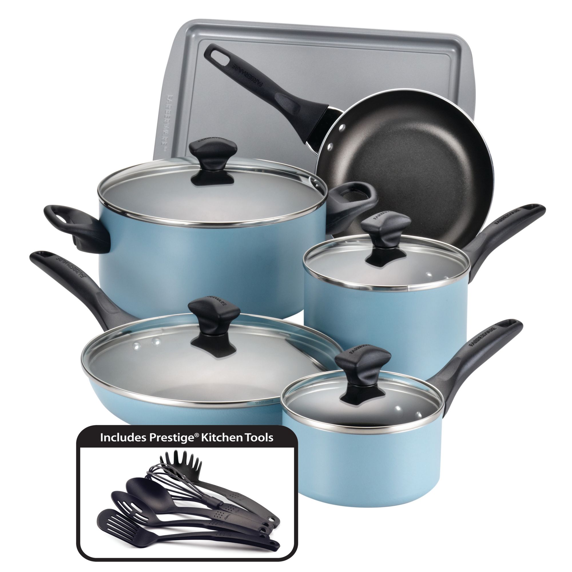 Tramontina Fiora 4.25 Qt Multipurpose Ceramic Non-Stick 5 Pcs. Cookware Set  - Blue