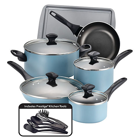 Farberware 15-Pc. Dishwasher Safe Nonstick Cookware Set - Aqua