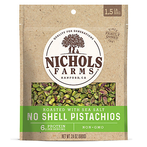 Nichols Farms Roasted Salted California Pistachios Kernels, 24 oz.