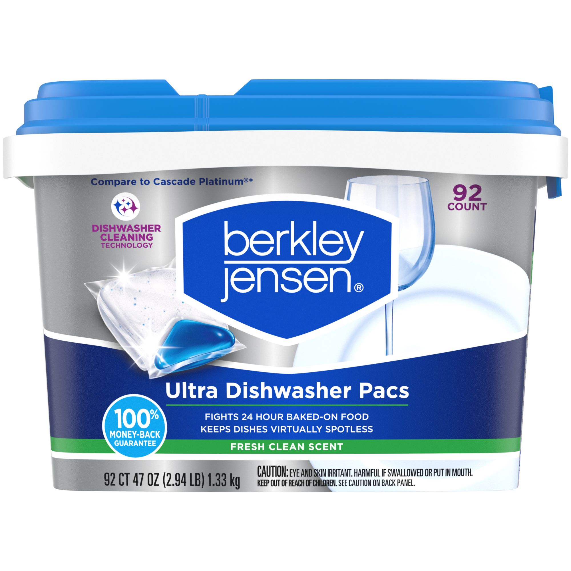 Berkley Jensen 4-in-1 Dishwasher Detergent Fresh Clean Scent Pacs, 92 ct.