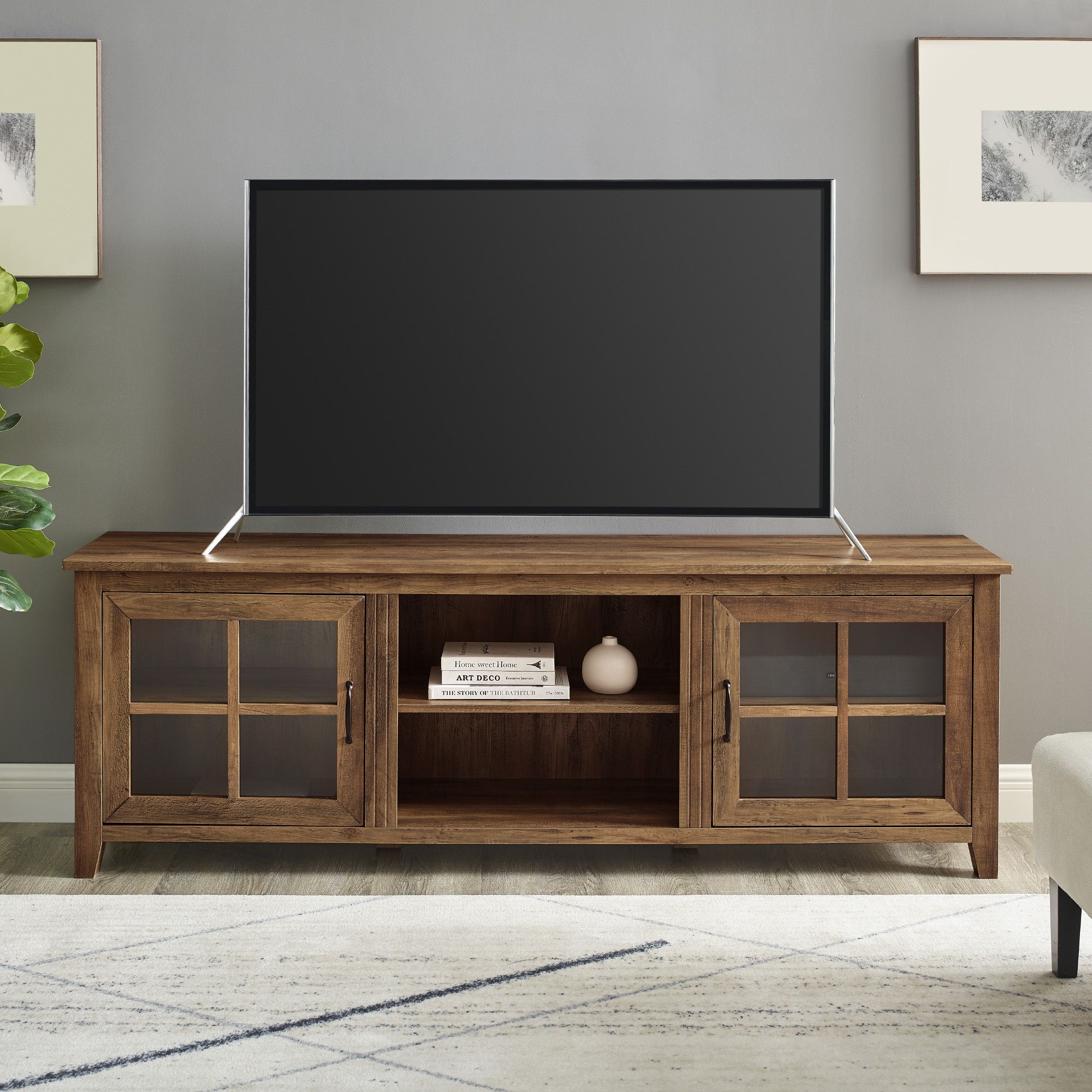W Trends Farmhouse Media Tv Stand Console 70 Bjs Wholesale Club