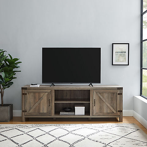 W. Trends 70" Farmhouse Barn Door TV Stand for Most TV's up to 80"