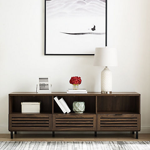 W. Trends 70" Modern Boho Slat 2 Door 1 Drawer TV Stand for Most TV's up to 80"