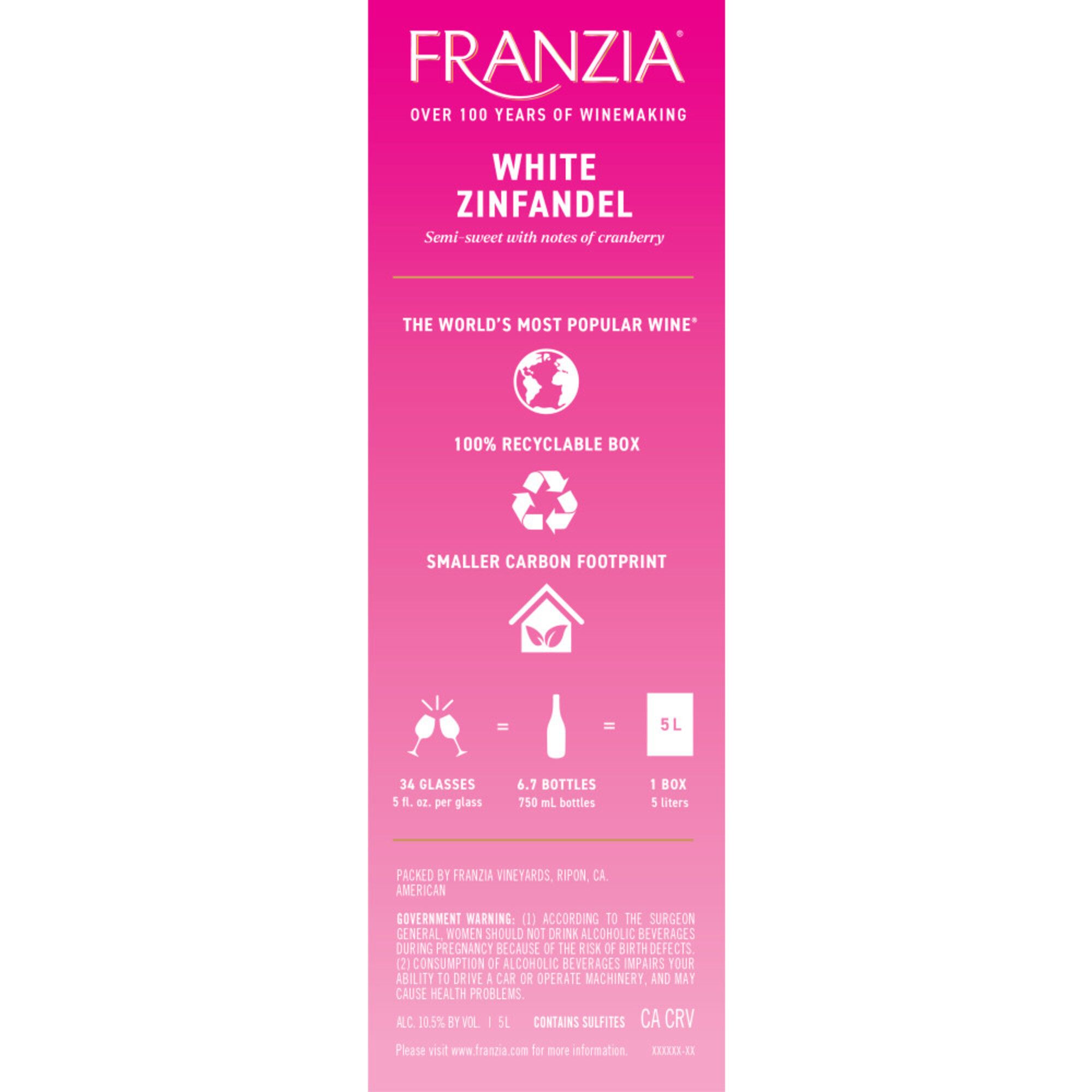 Franzia White Zinfandel Rose Wine Box, 5L