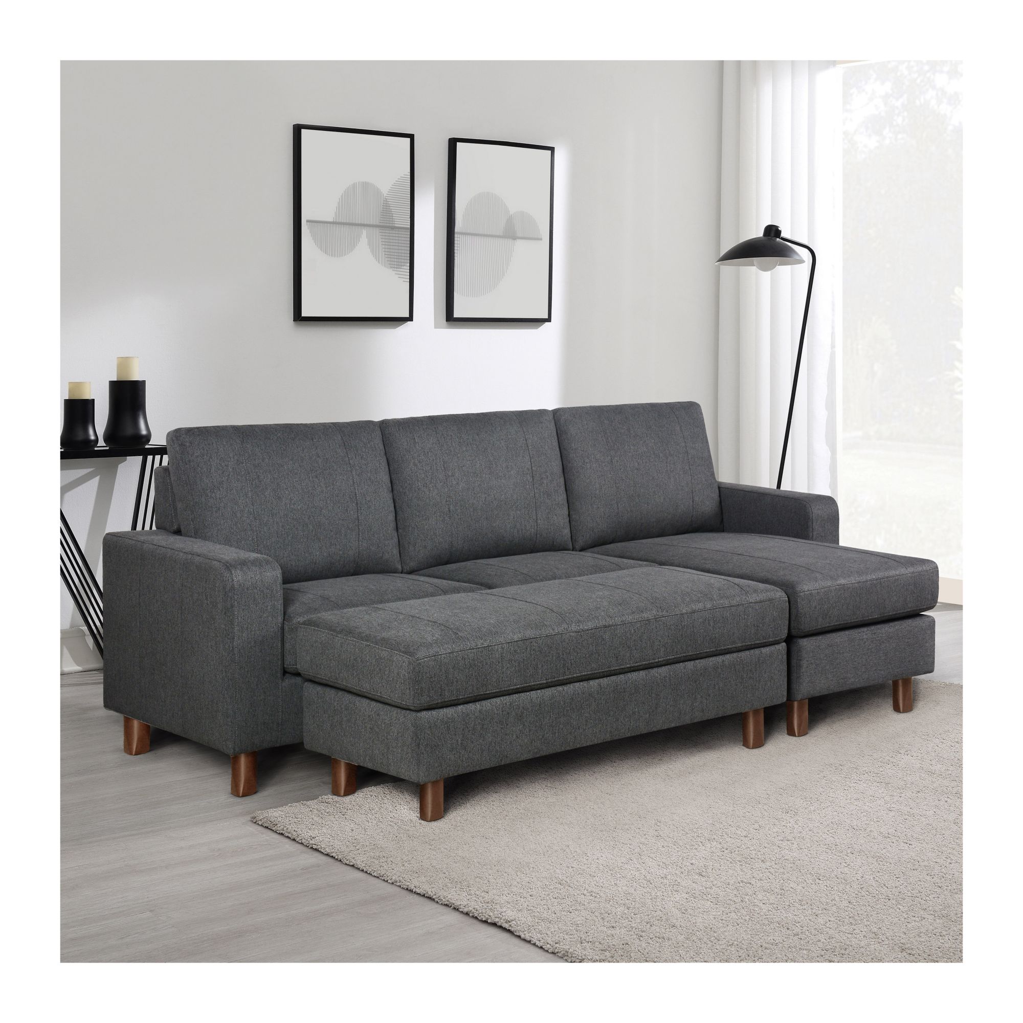 Sofá chaiselongue reversible 4 plazas Easy 257 Moka 257 x 107 x 87