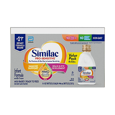 Similac Pro-Sensitive Non-GMO Ready-to-Feed Infant Formula with Iron, 8 pk./32 fl. oz.