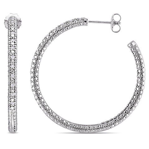.26 ct. t.w. Diamond Hoop Earrings in Sterling Silver