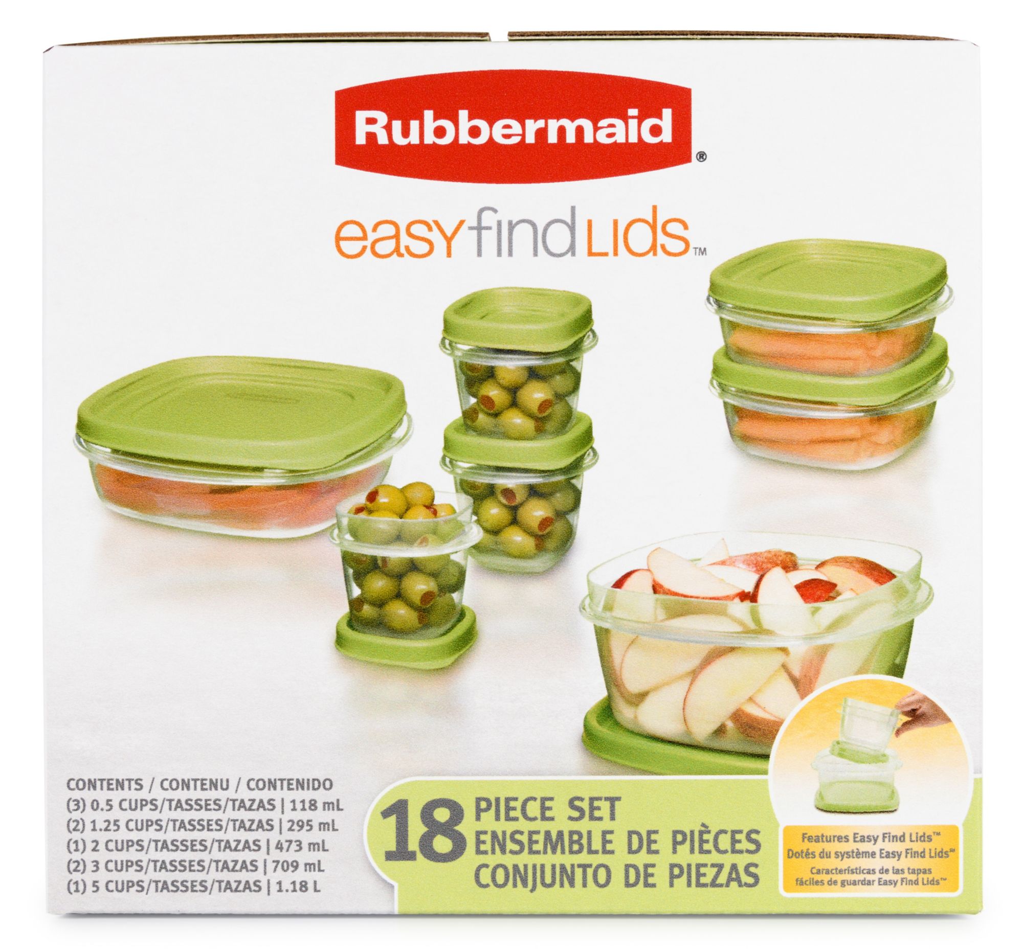 Rubbermaid Easy Find Lids Containers, 0.5 Cups - 2 containers