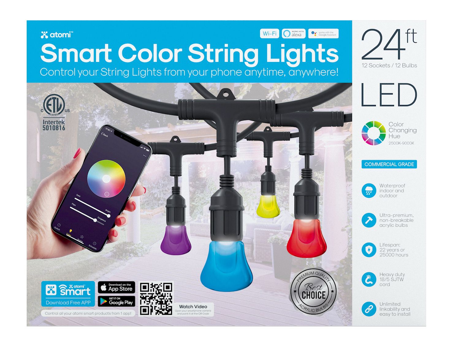 Atomi 24' Color Smart LED String Lights