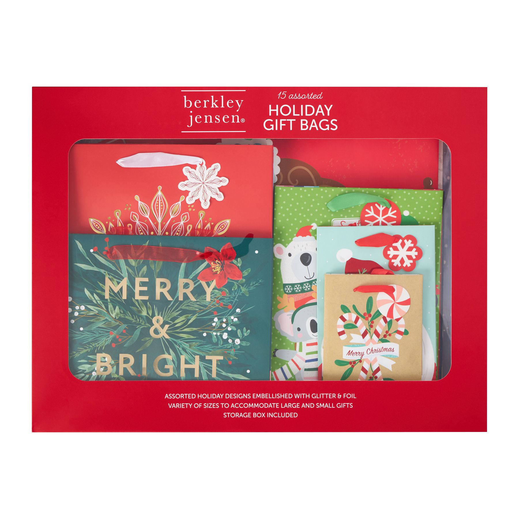 Berkley Jensen Holiday Gift Bags, 15 ct.