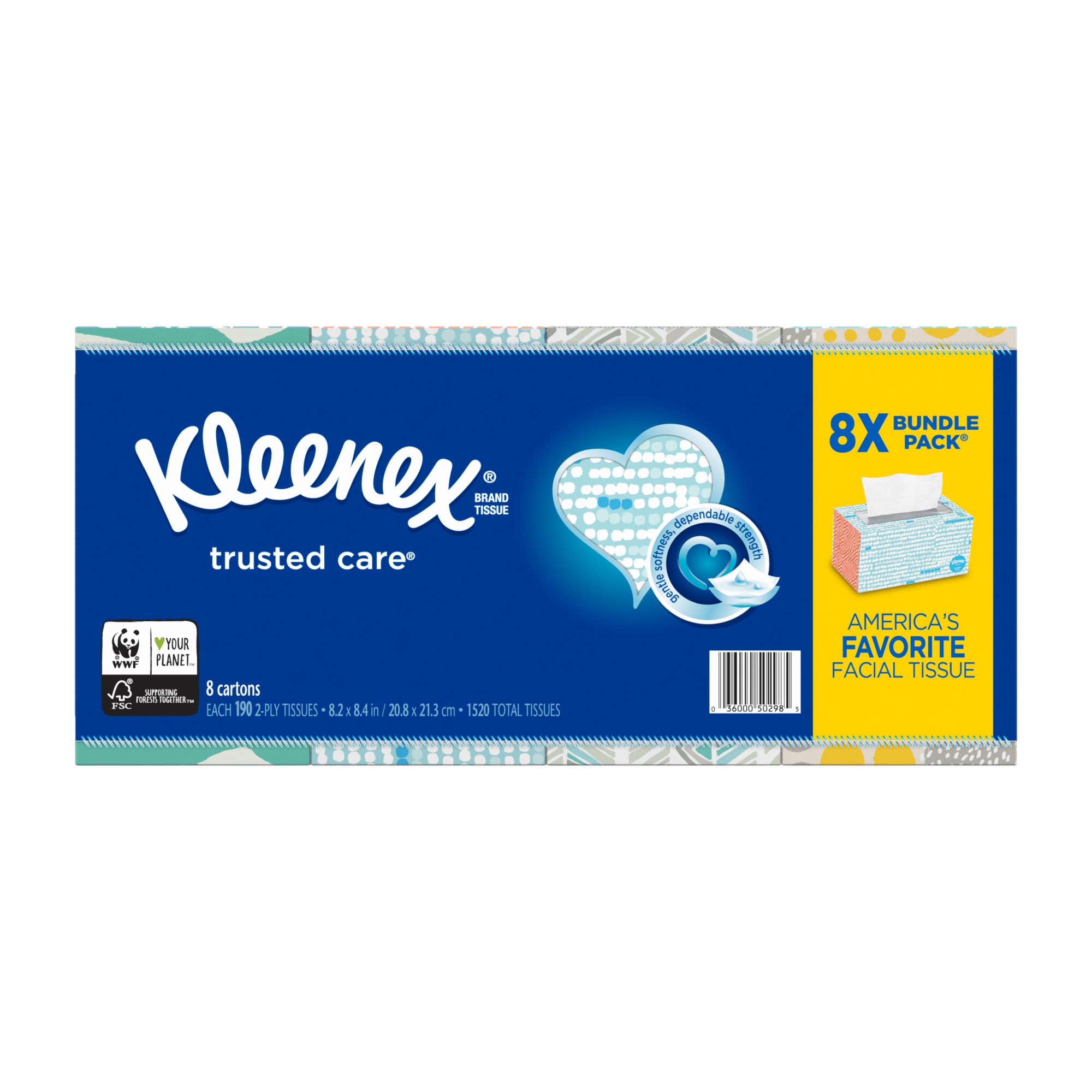 Kleenex Trusted Care Everyday Facial Tissues, Flat Box, 160 Count (Pack of  6)