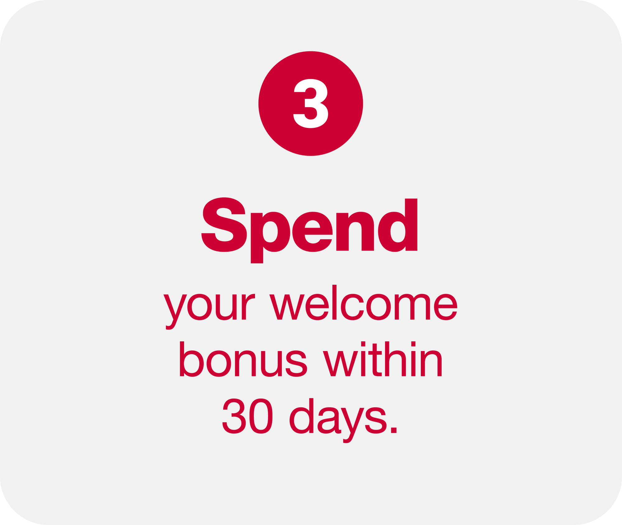 3.) Spend your welcome bonus within 30 days.