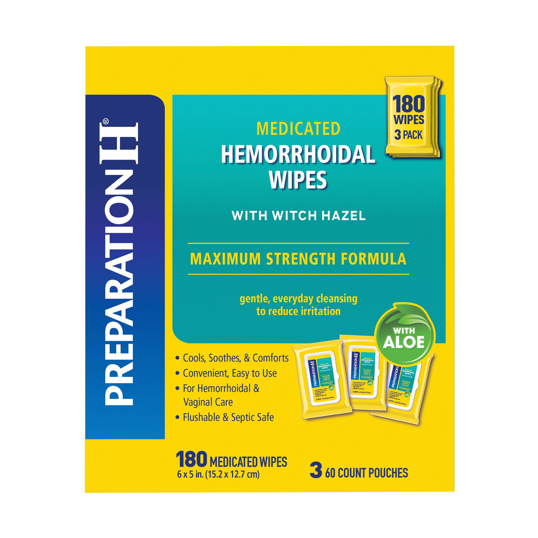 Preparation H Flushable Medicated Hemorrhoid Wipes, Maximum