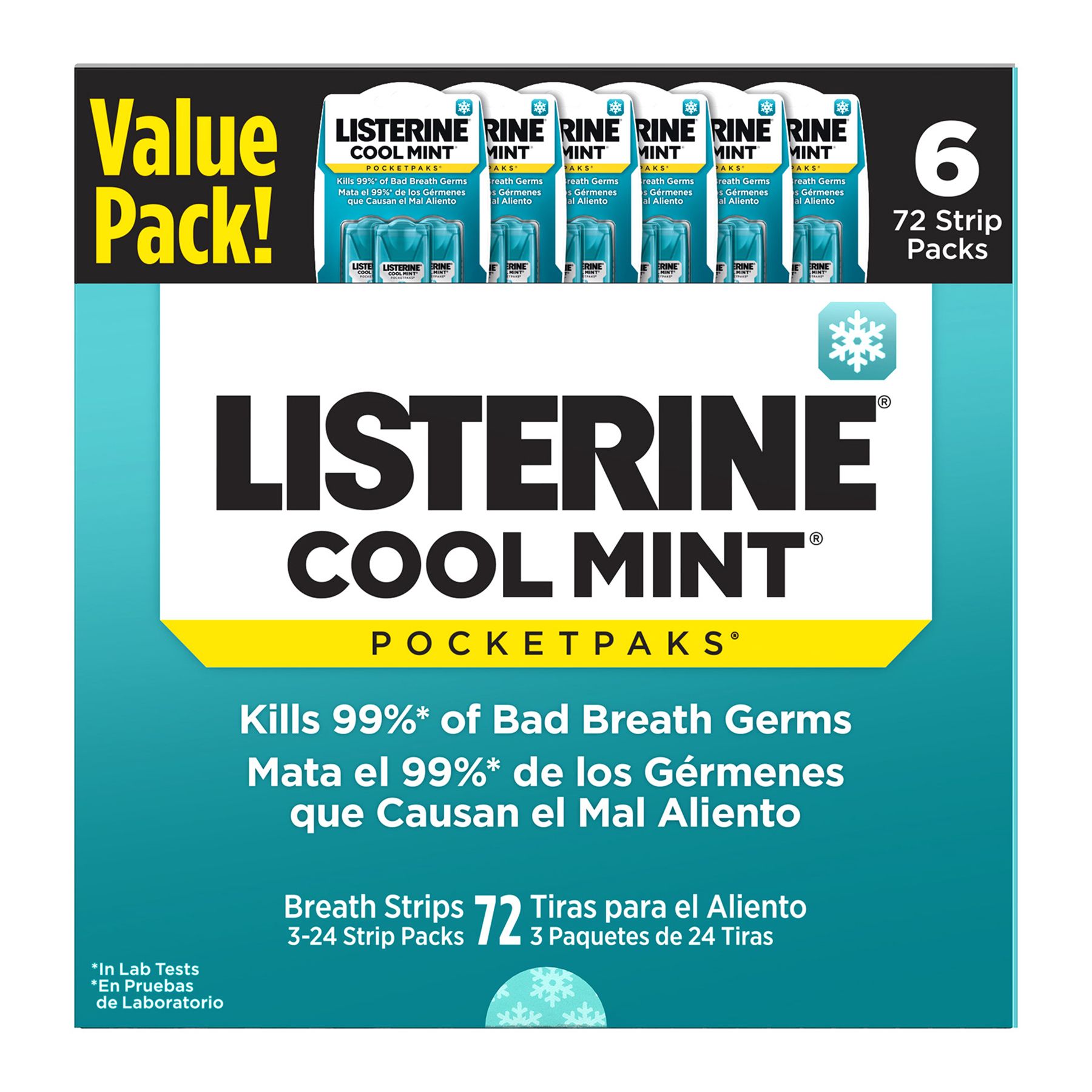 Listerine Cool Mint Pocketpaks Breath Strips, 6 pk./72 Strips