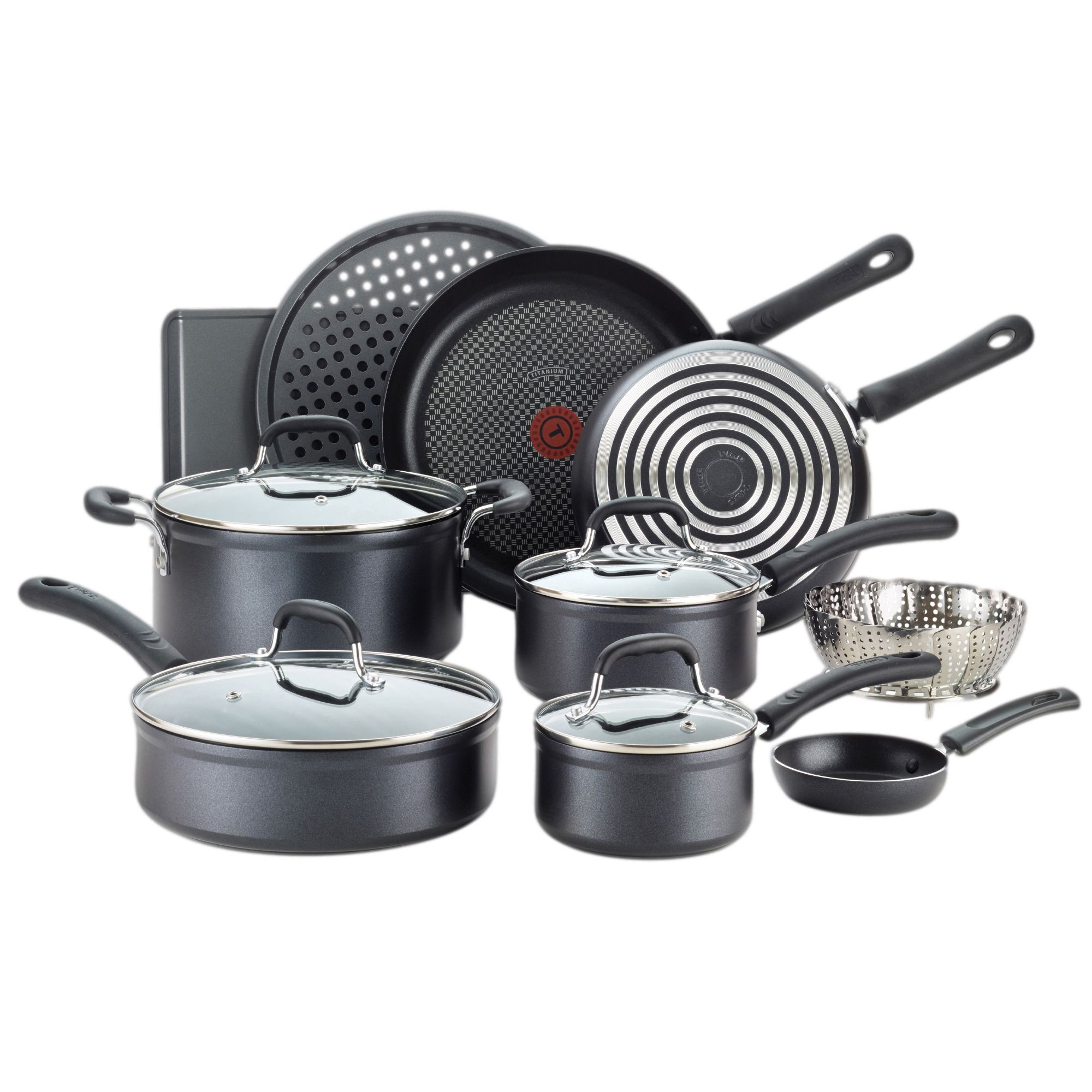 T-Fal, Comfort Titanium Non-stick, Bronze 14 Piece Cookware Set, 