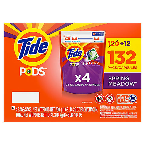 Tide PODS Laundry Detergent Pacs, Spring Meadow, 132 ct.