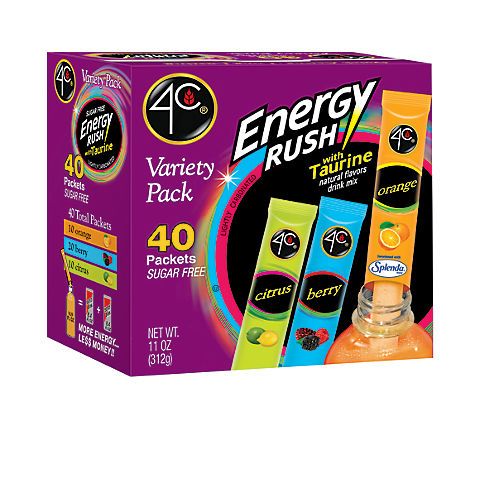 4C Energy Rush Flavored Powders Variety Pack, 40 ct.