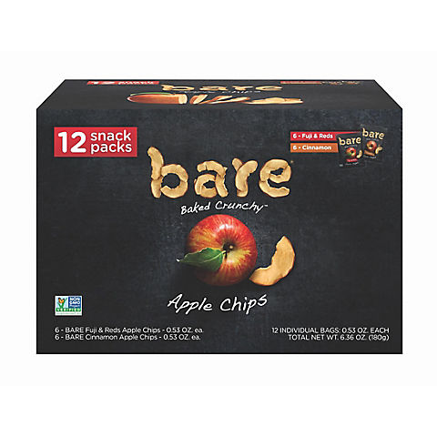 BARE Baked Crunchy Apple Chips Variety Pack, 12 ct.