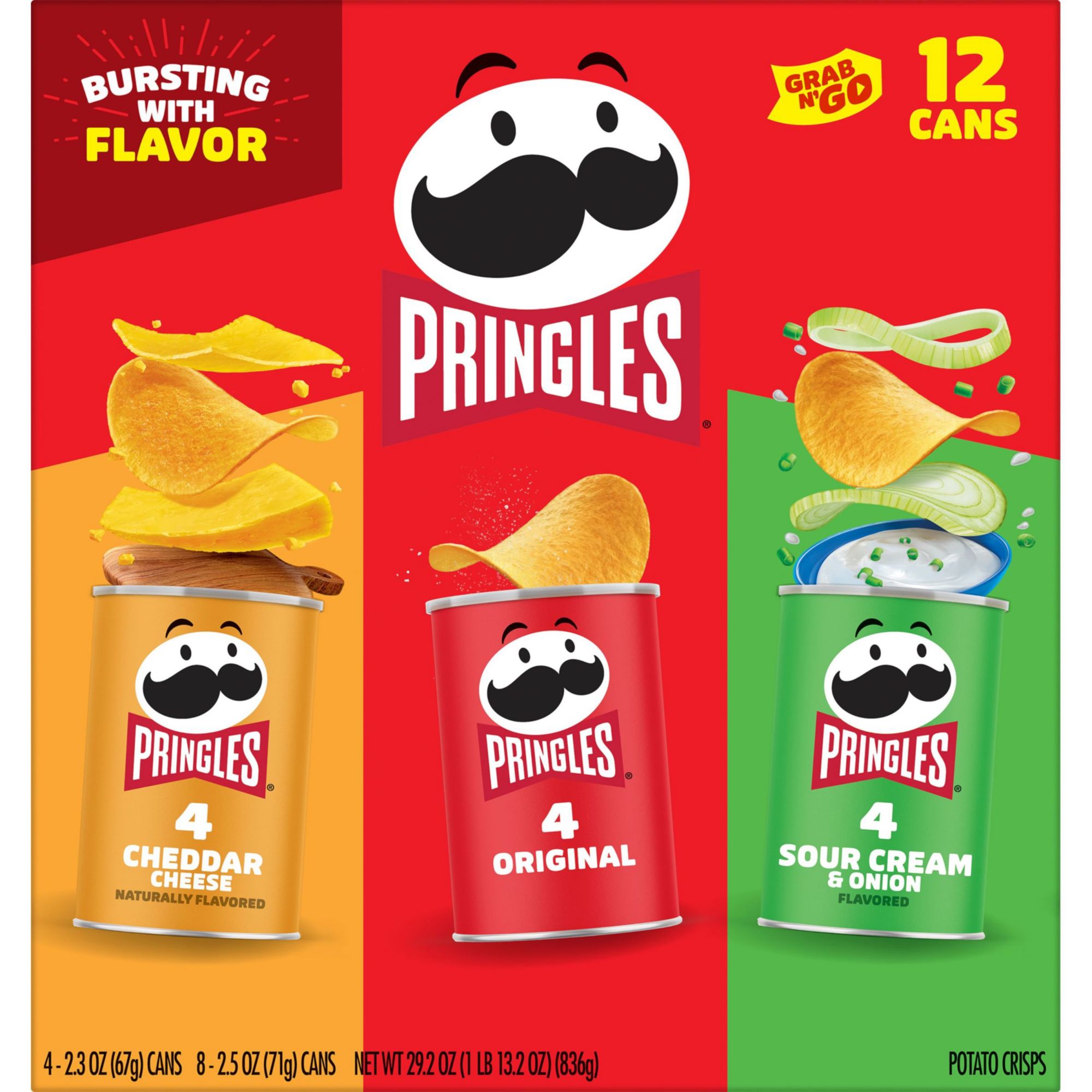 Pringles Grab & Go Potato Crisps, Variety Pack, 36 ct 