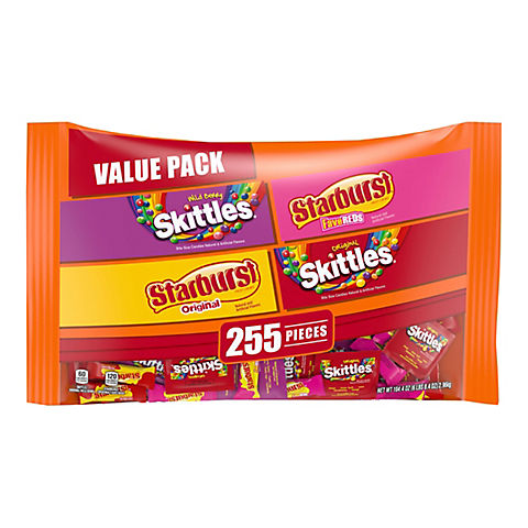 Starburst & Skittles Chewy Fruity Candy Fun Size Bulk Variety Pack, 255 ct.