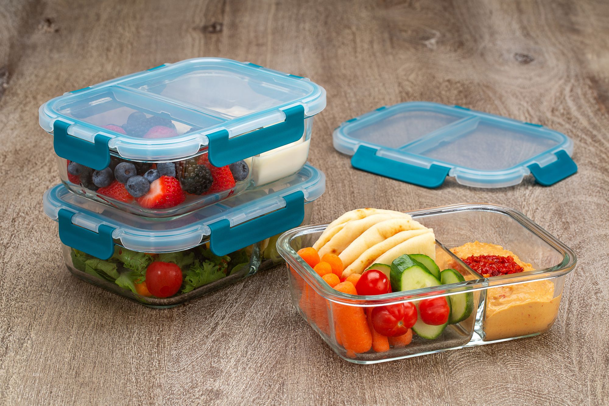  Divided Glass Food Storage Containers