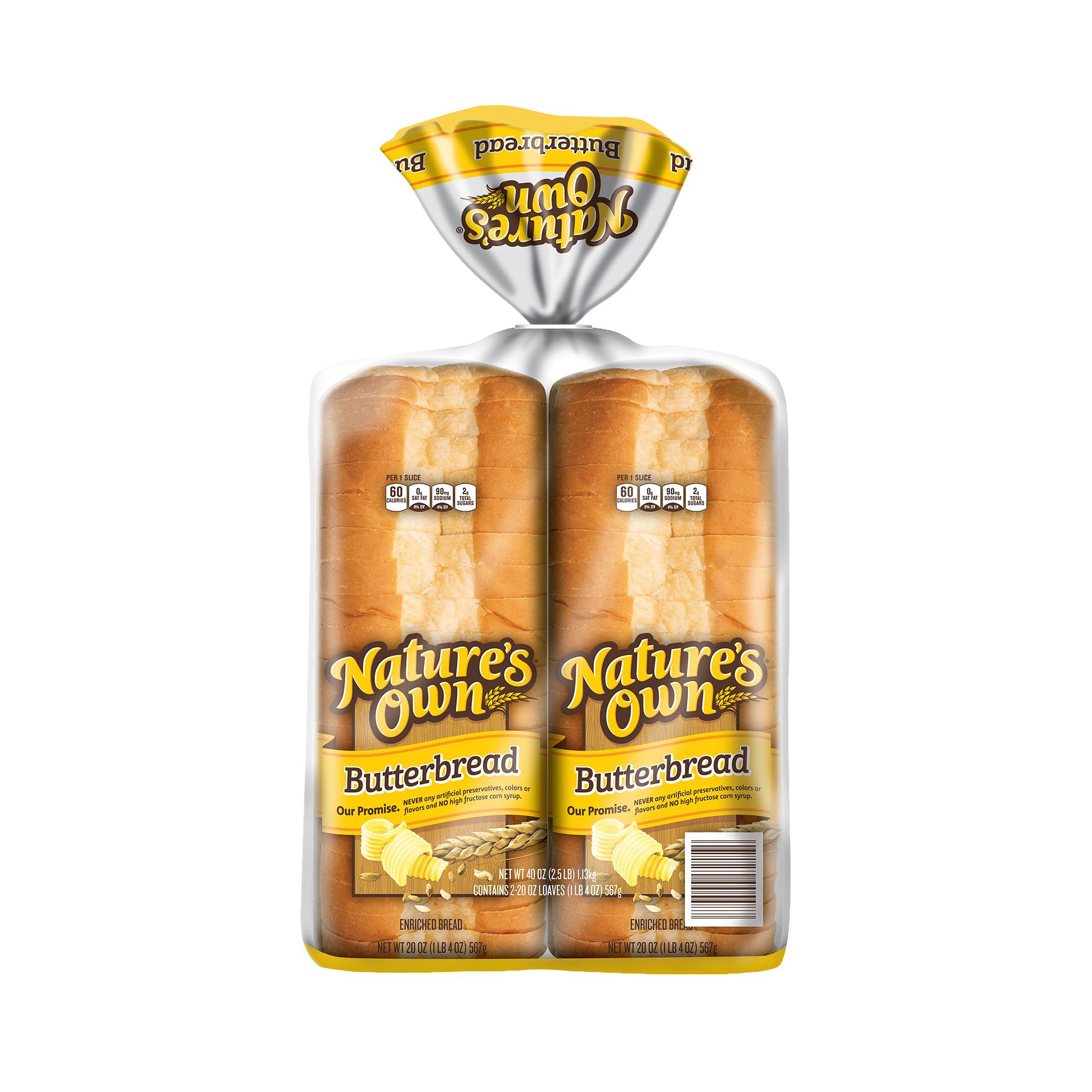 Nature's Own Honey Wheat Bread, 20 oz, 2 ct