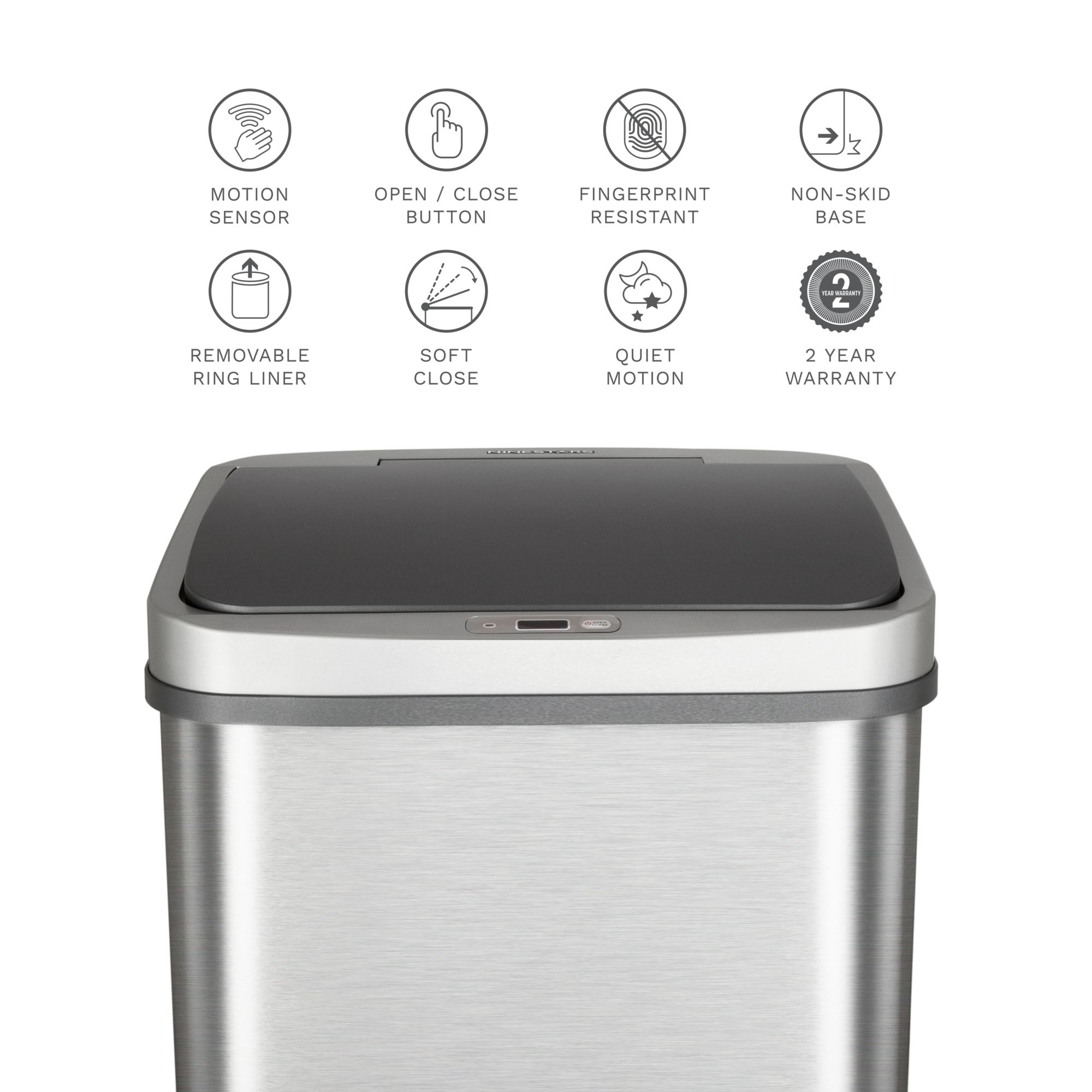 Nine Stars Motion Sensor Stainless Steel Trash Can 3.2 Gallon for sale  online