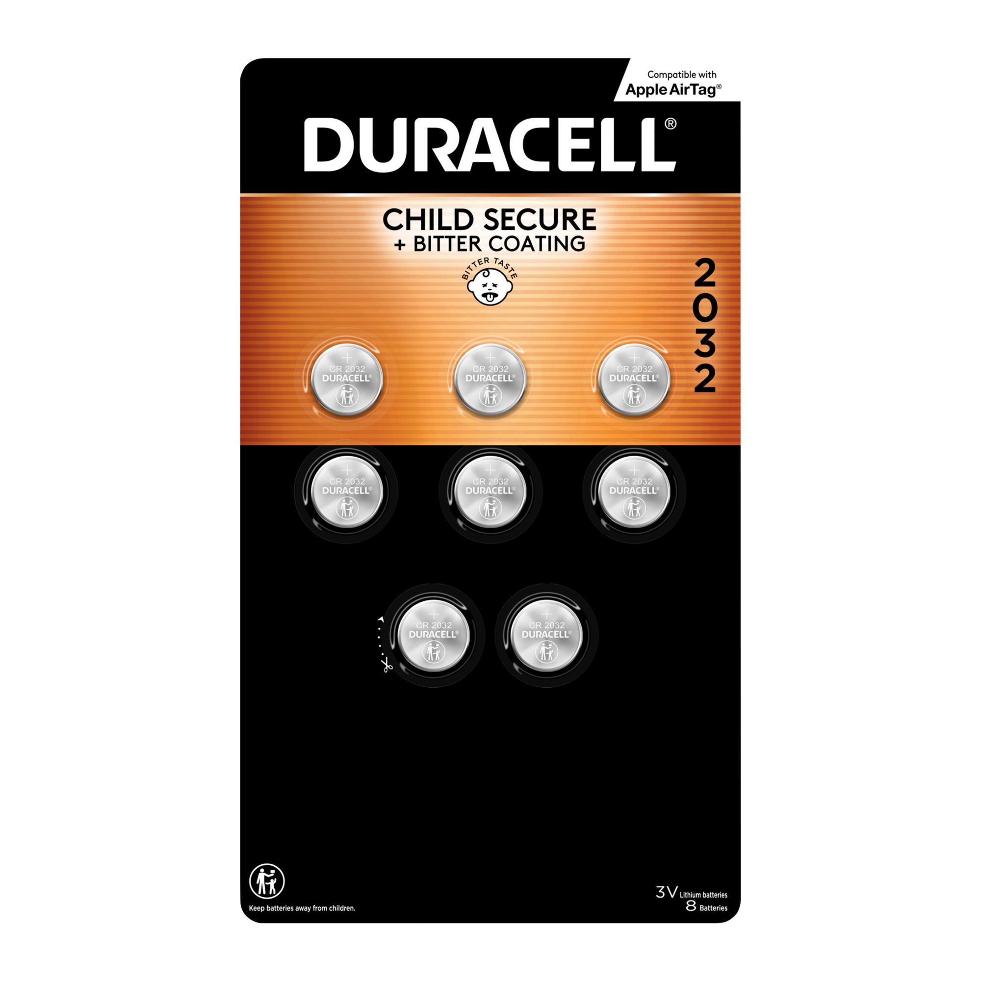 Duracell CR2032 3V Lithium Battery, 8 ct.