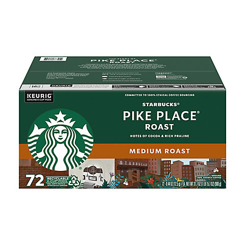 Starbucks Pike Place Roast Medium Roast K-Cup Pods for Keurig Brewers, 1 box/72 pods