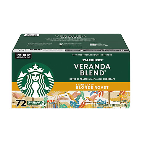 Starbucks Veranda Blend Light Roast K-Cup Pods for Keurig Brewers, 1 box (72 pods)
