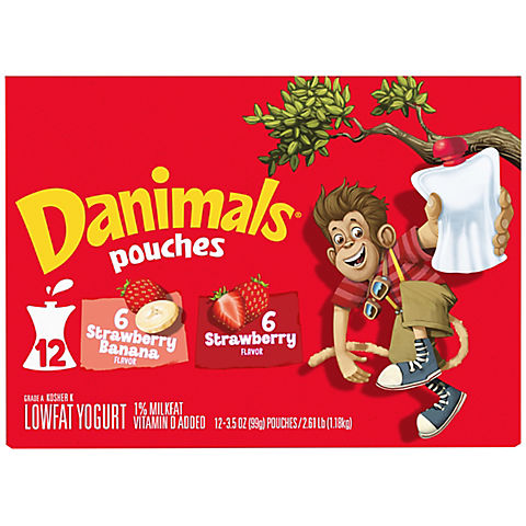 Danimals Squeezables Strawberry and Strawberry-Banana Variety Pack, 12 ct.
