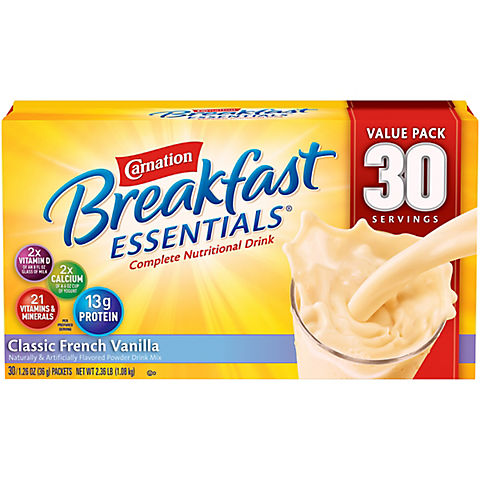 Carnation Breakfast Essentials Classic French Vanilla, 30 pk./1.26 oz.