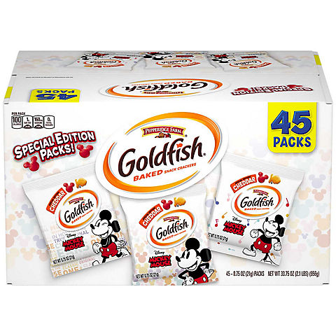 Pepperidge Farm Goldfish Special Edition Mickey Mouse Cheddar Crackers Snack Boxes, 45 ct../ 0.75 oz.