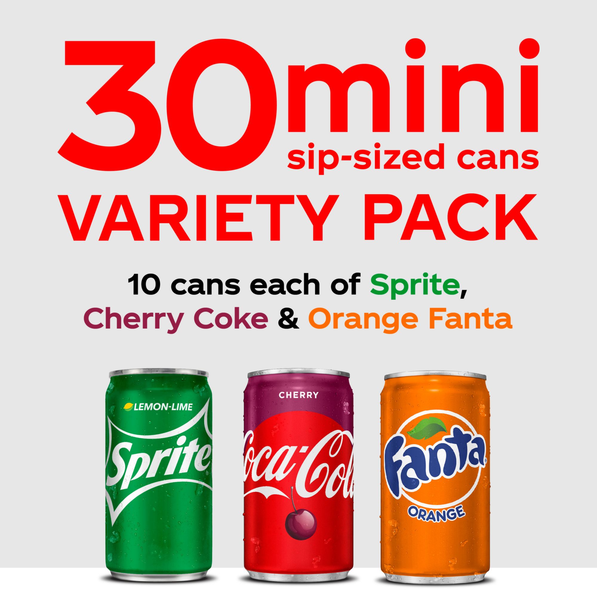 Coca-Cola Mini Soda Pop Soft Drink, 7.5 fl oz, 10 Pack Cans 